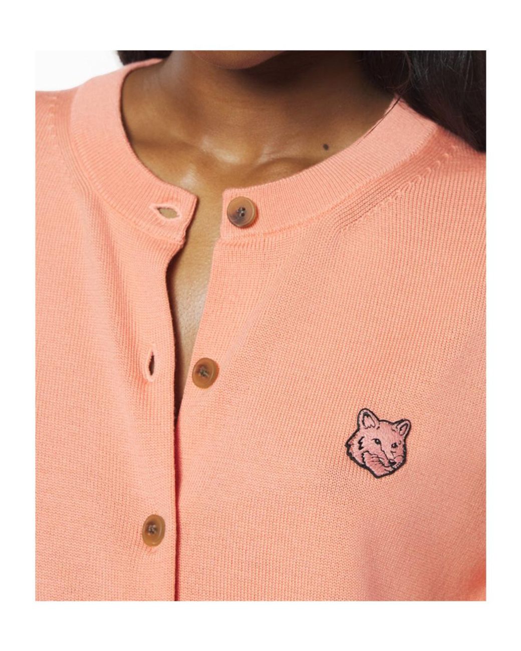 Maison Kitsuné Pink Bold Fox Head Patch Regular Cardigan