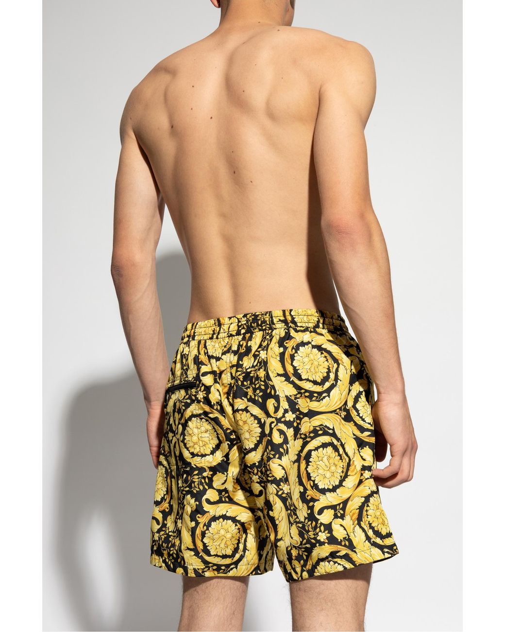 Versace Yellow Barocco Swim Shorts for men