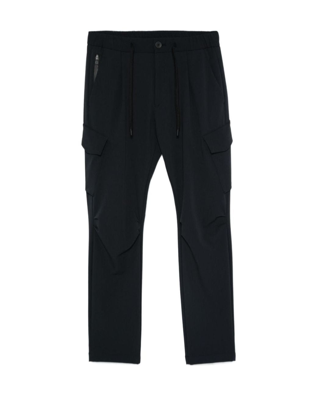 Herno Black Elastic Drawstring Waist Pants for men