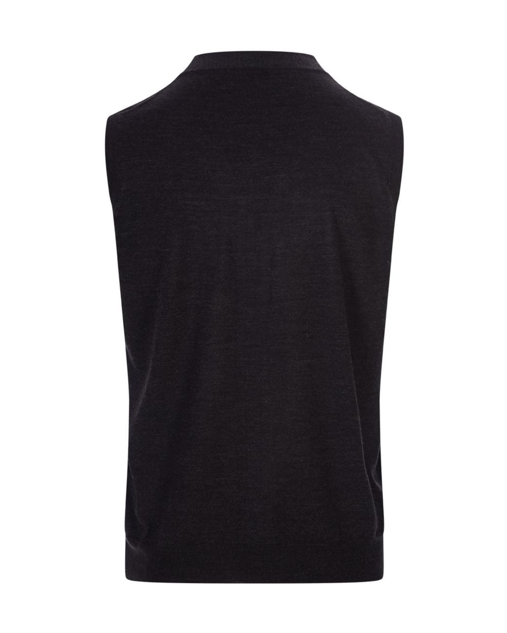 Fedeli Black Sleeveless V-Neck Cardigan for men