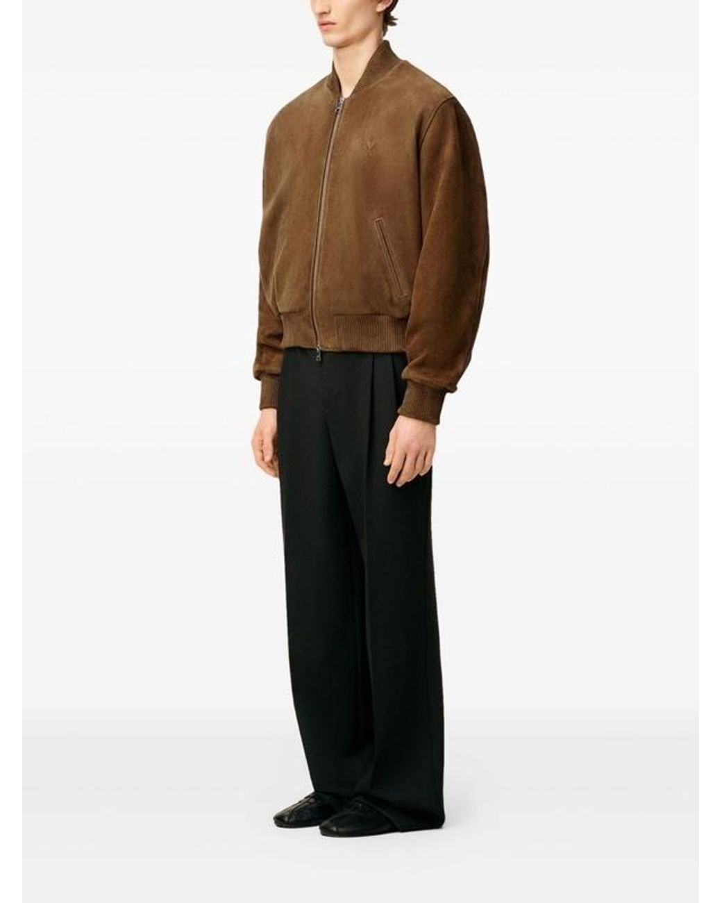 AMI Brown Ami Goat Suede Jacket for men