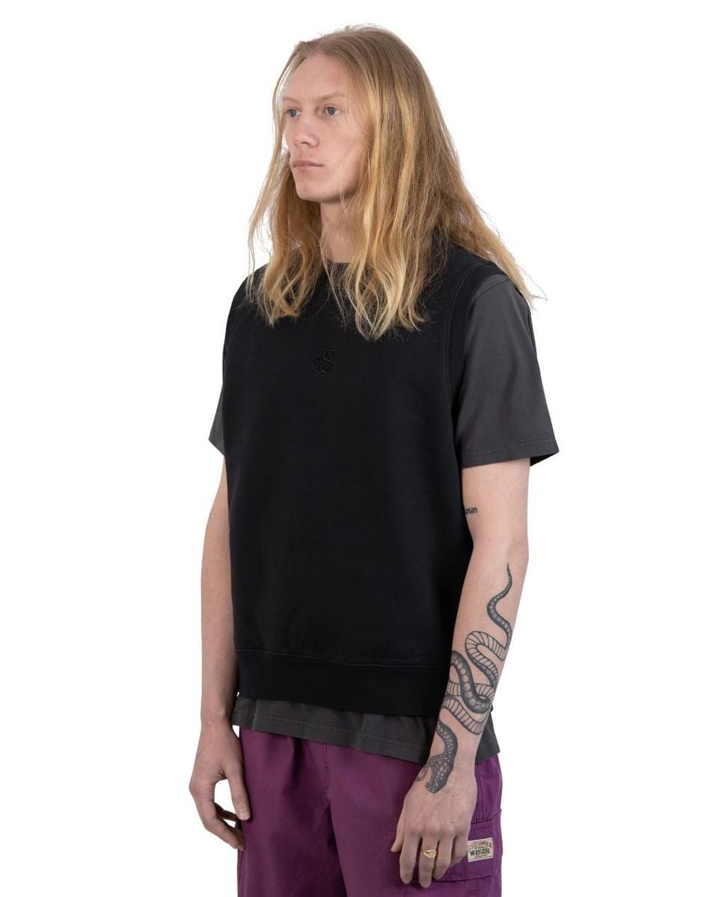 Stussy Black T-Shirt With Round Neck And Short Sleeves for men