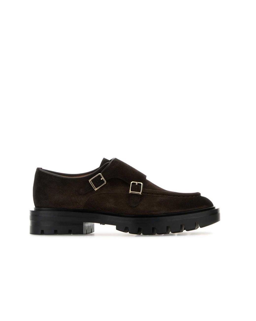 Santoni Black Buckled Slip-On Loafers