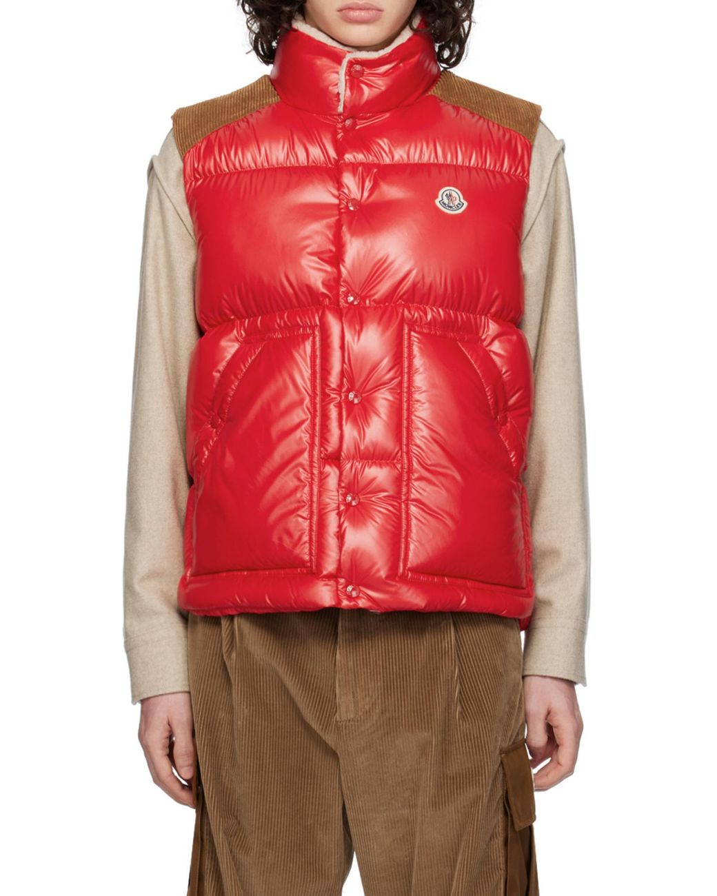 Moncler Red Ardeche Button-Up Down Vest for men