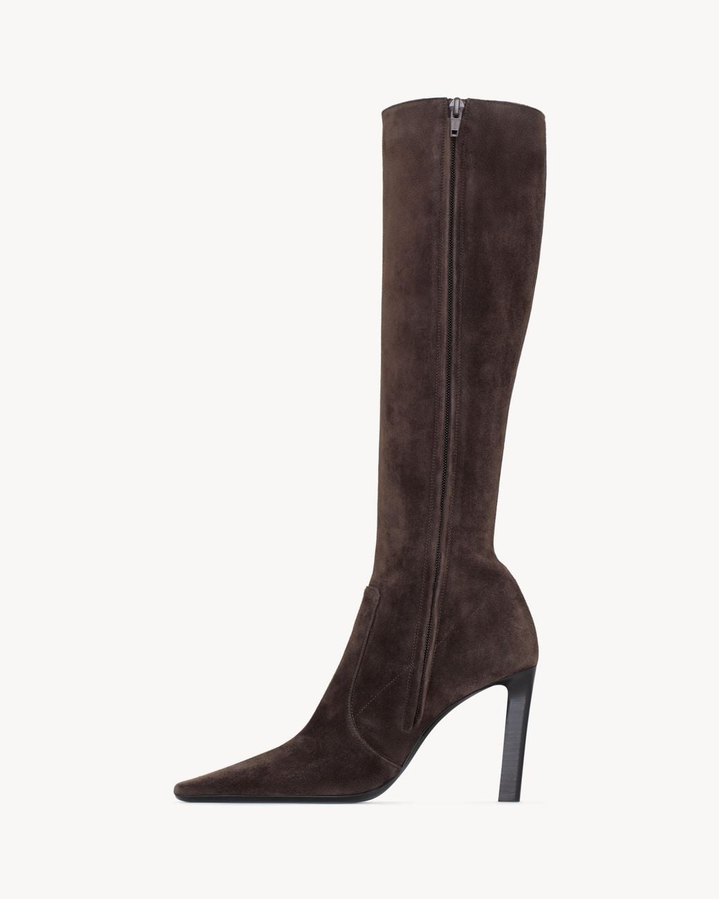 Saint Laurent Brown Francoise Pointed-Toe Knee-High Boots