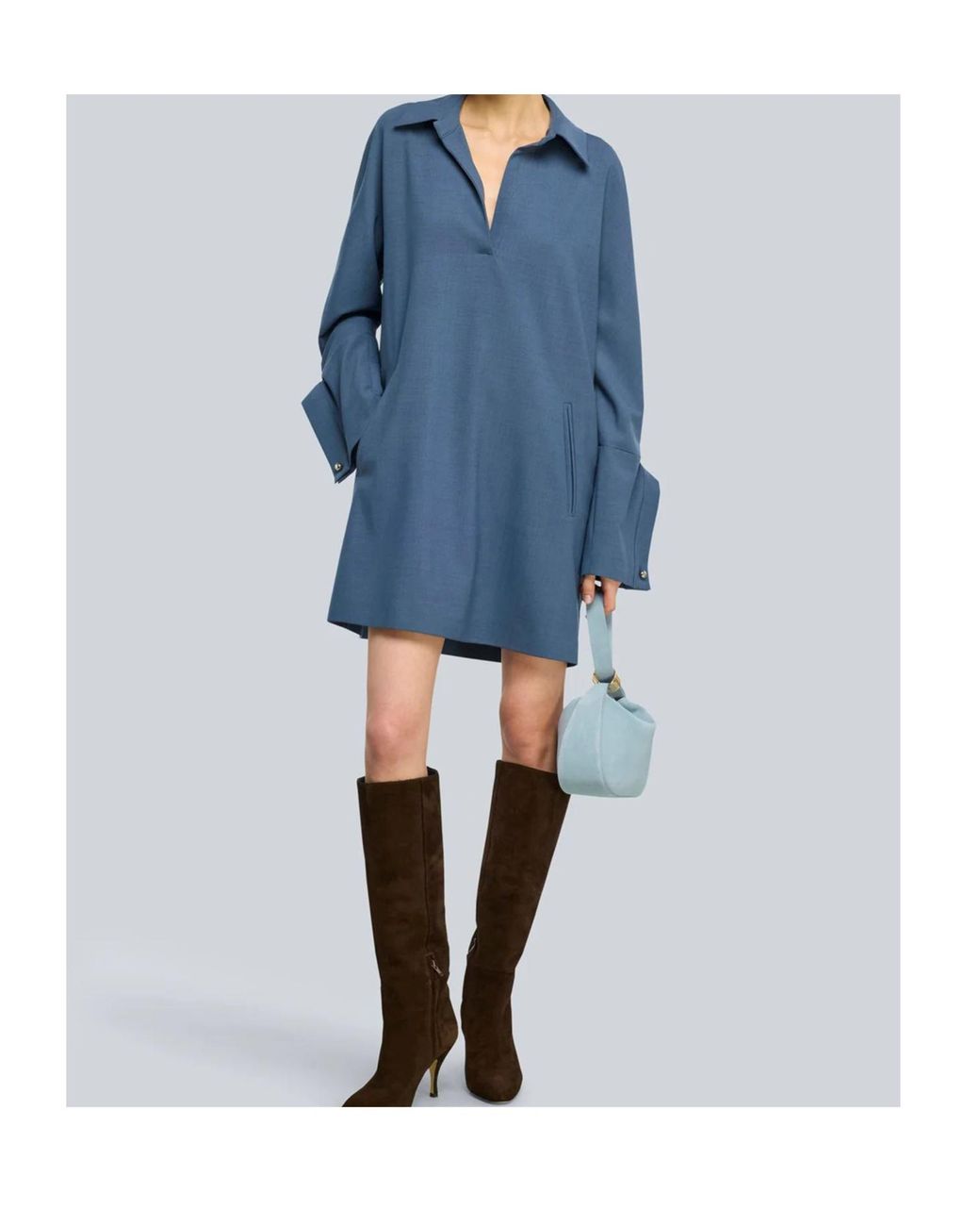 Semicouture Blue Long-Sleeve Mini Dress