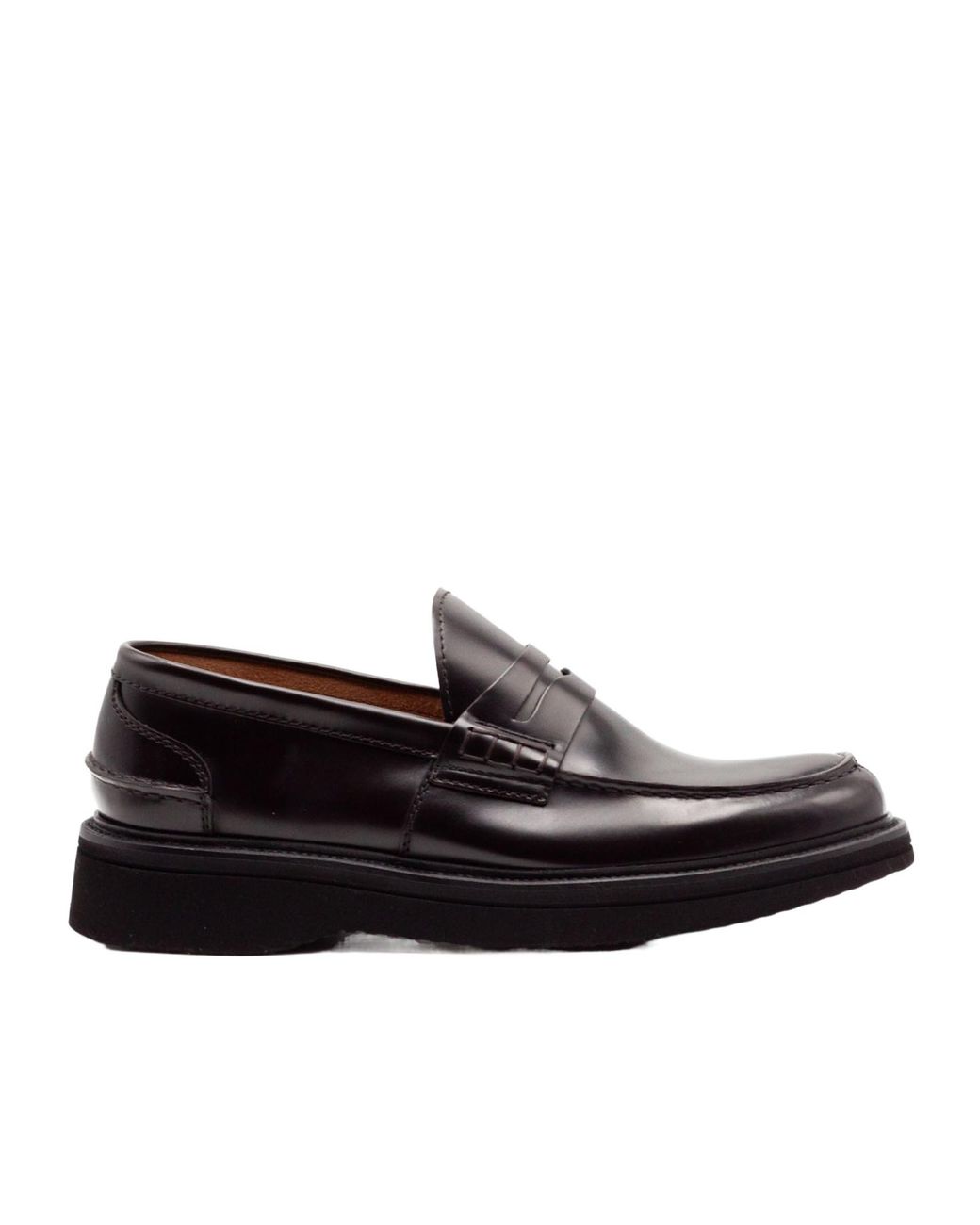 Green George Black Penny Leather Loafers for men