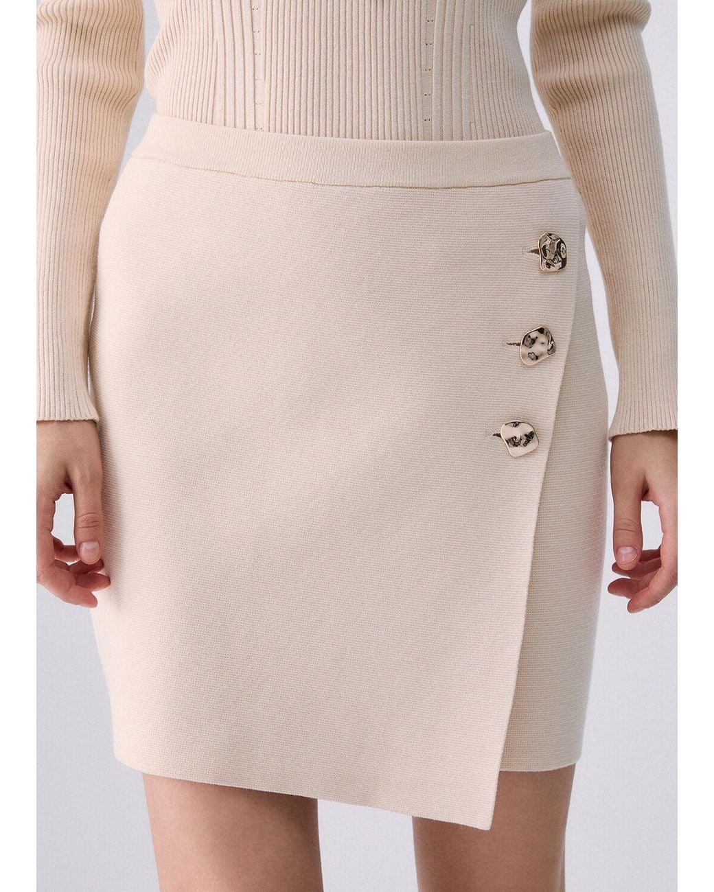 Liu Jo Natural Knitted Mini Skirt