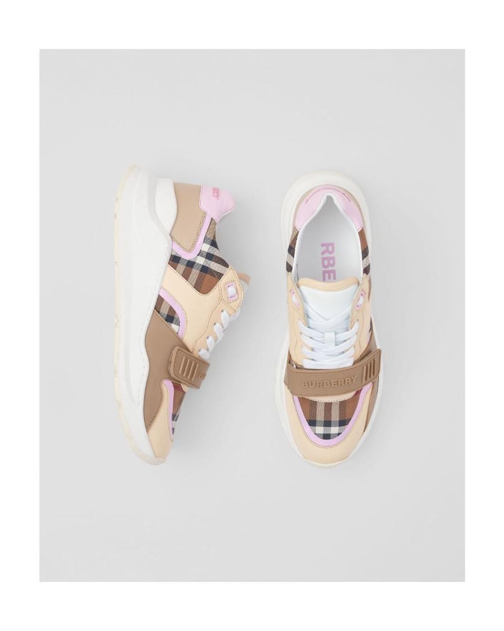 Burberry Pink Check Patterned Sneakers