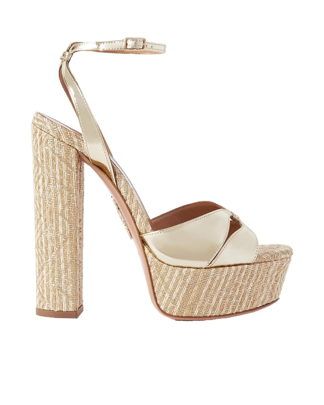 Aquazzura Villette 140 Metallic Faux Leather Platform Sandals