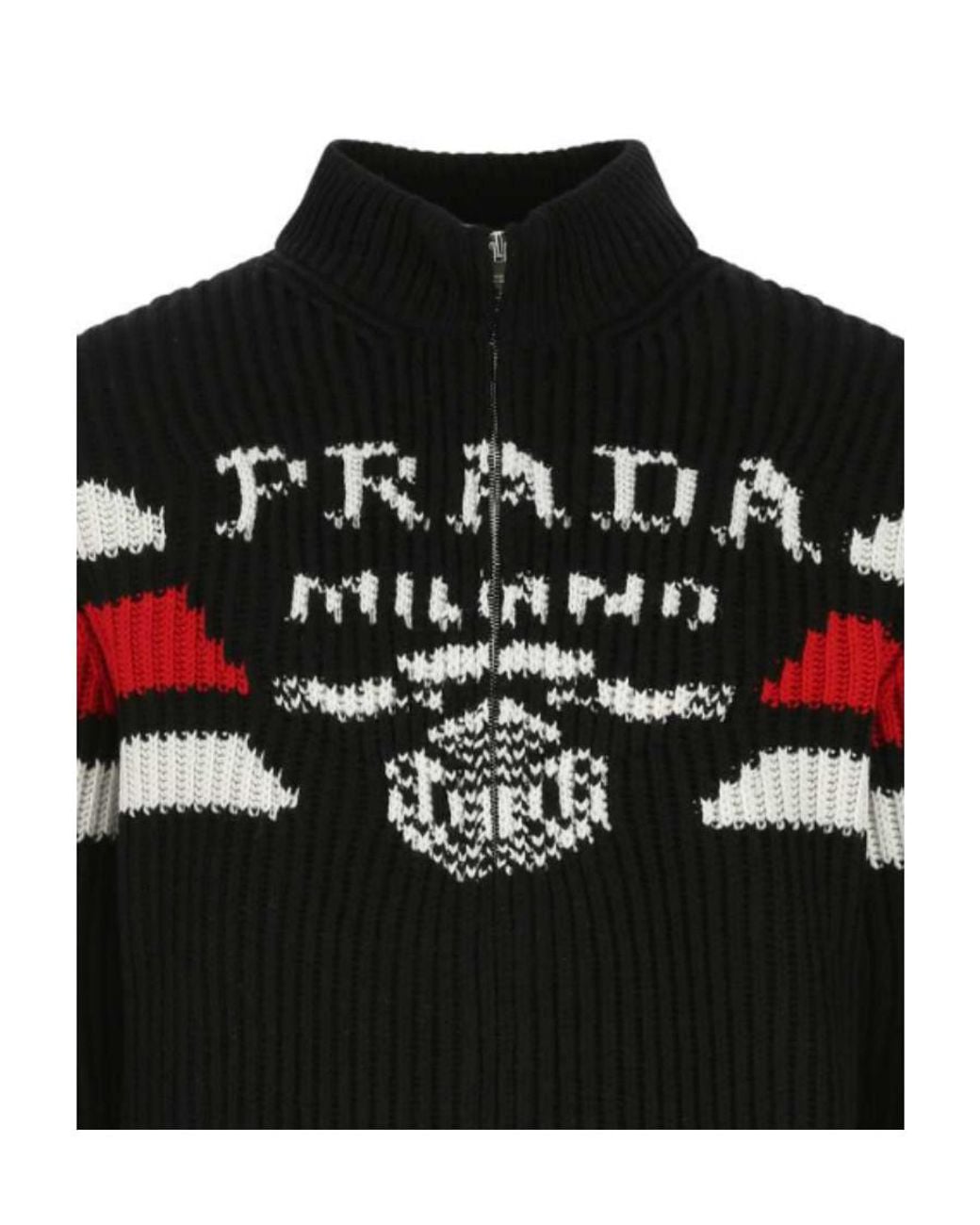 Prada Black Logo-Jacquard Cashmere Cardigan for men