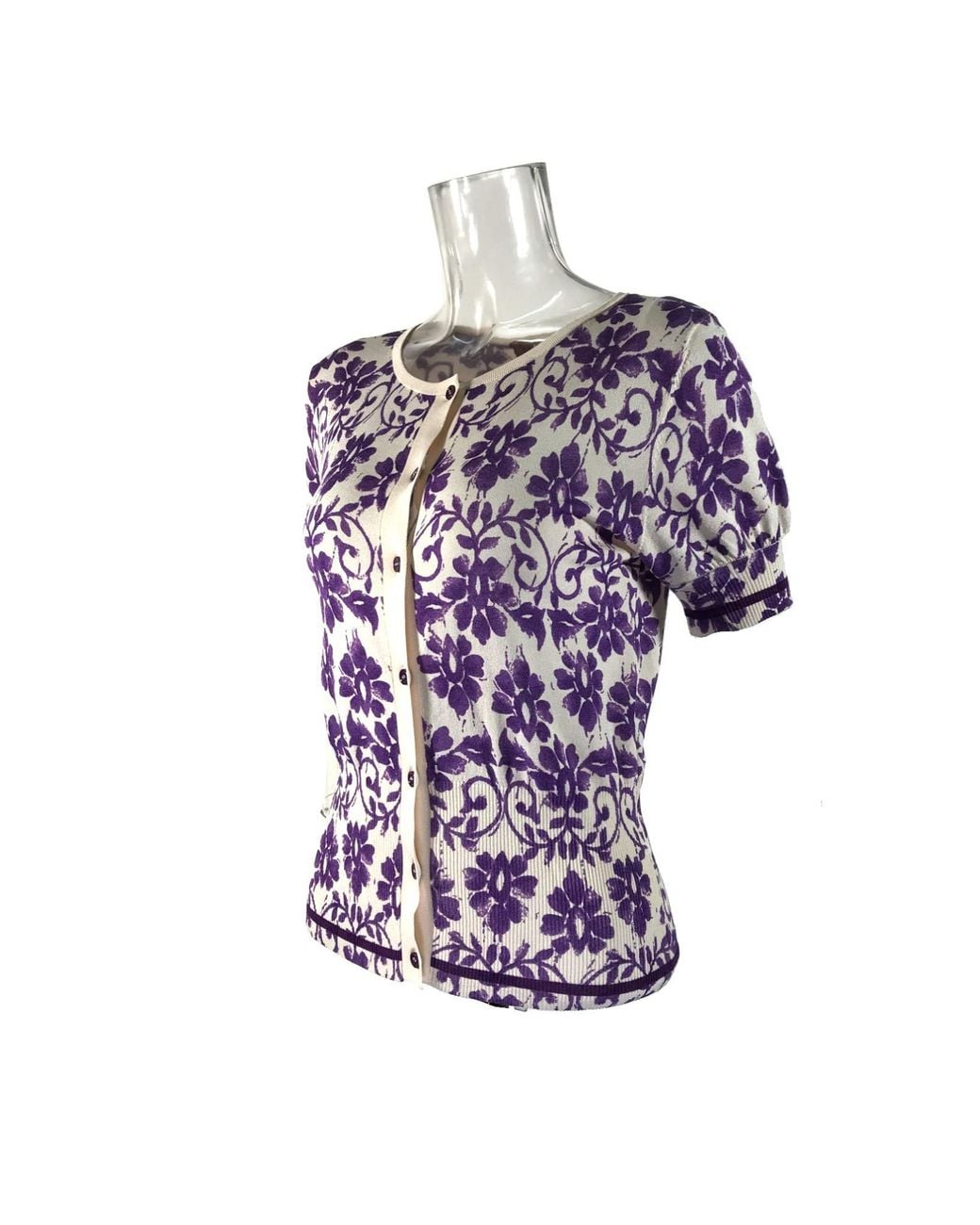 Max Mara Purple Short-Sleeved Knitted Cardigan