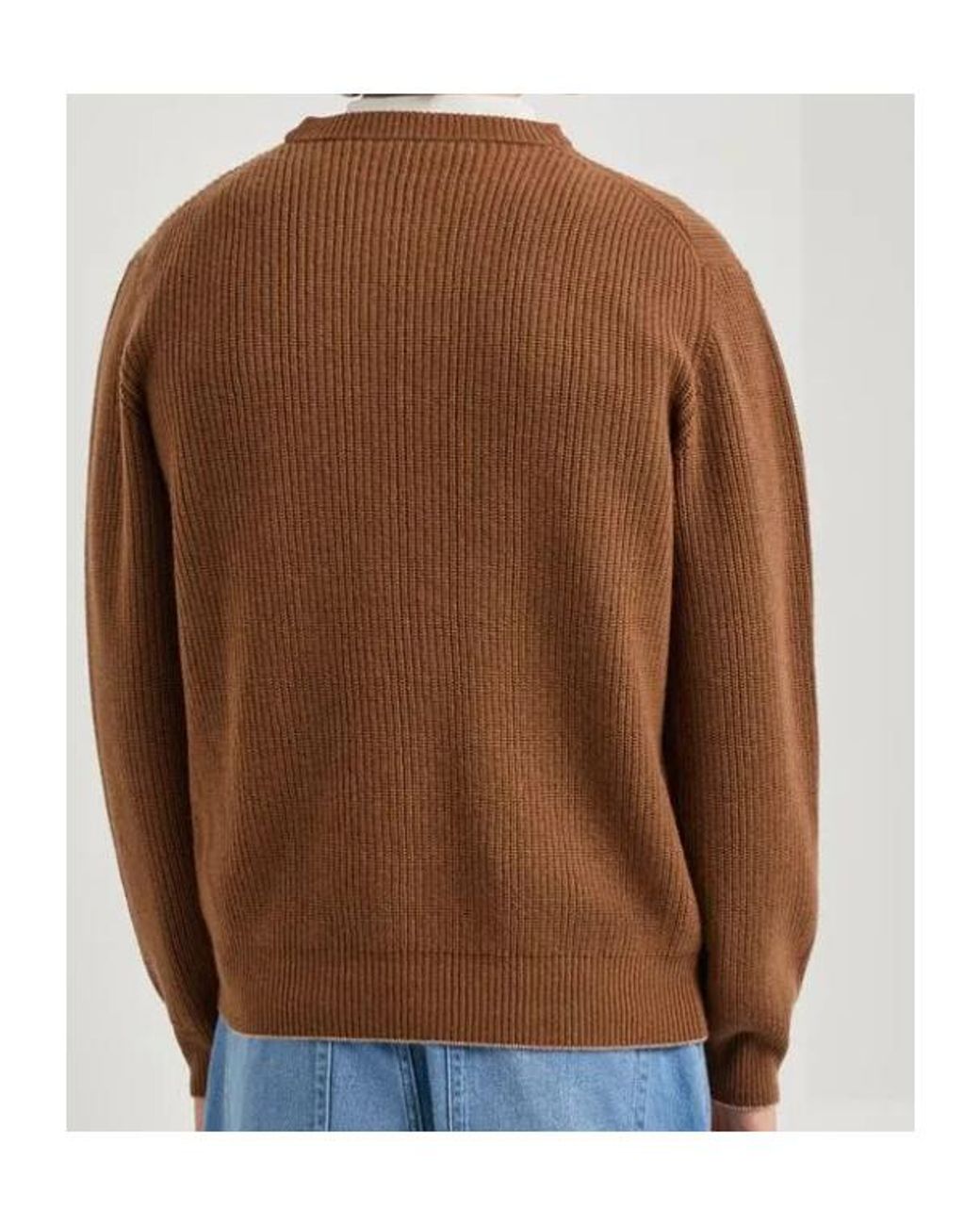 Canali Brown Ribbed Crew-Neck Knitted Sweater for men