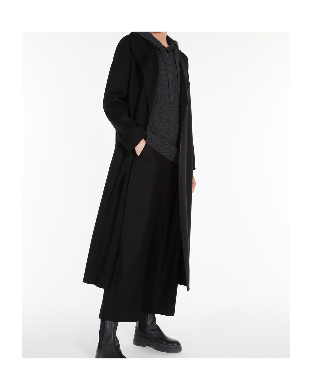 Max Mara Black Wool Robe Overcoat
