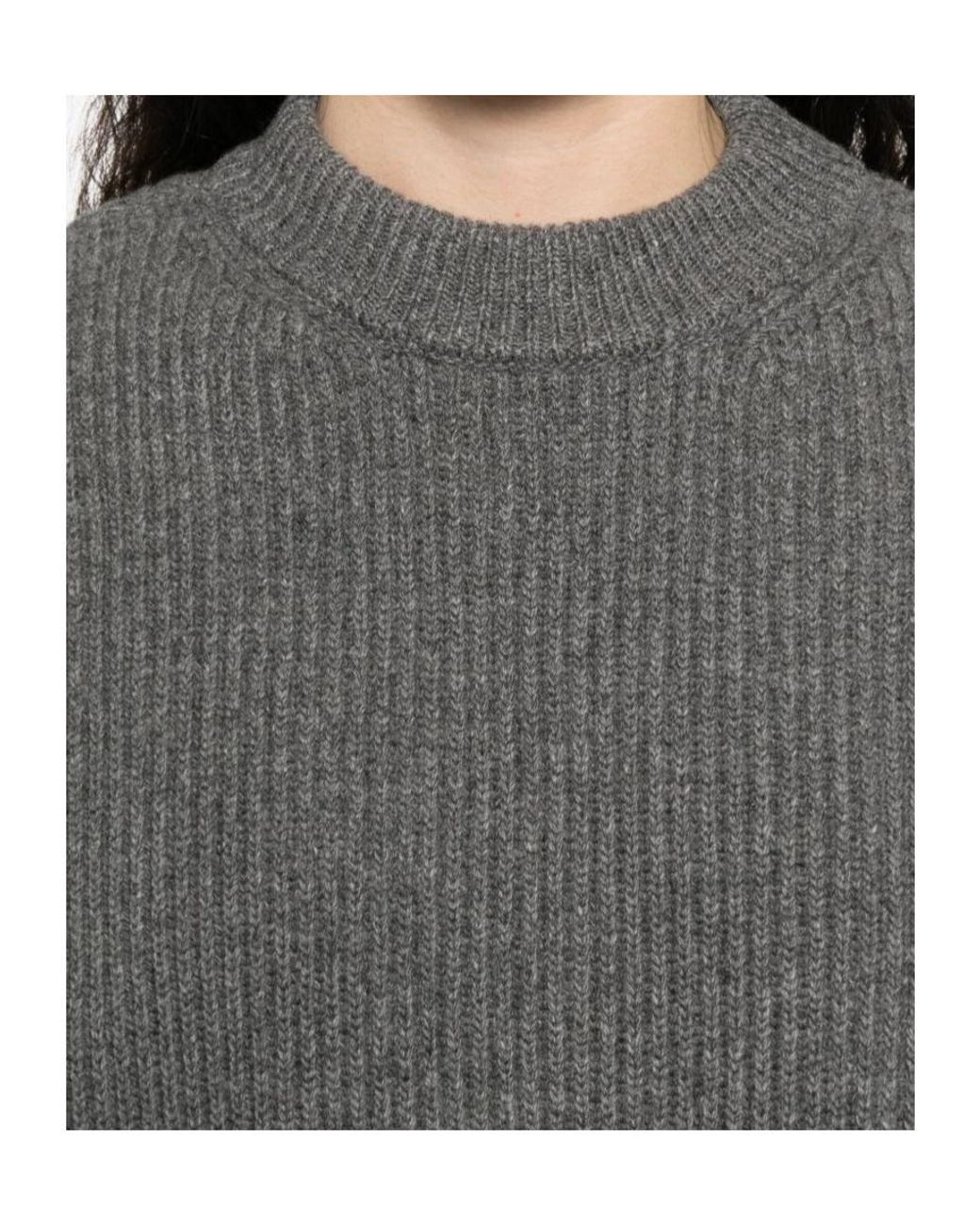 Jil Sander Gray Crew-Neck Sweater