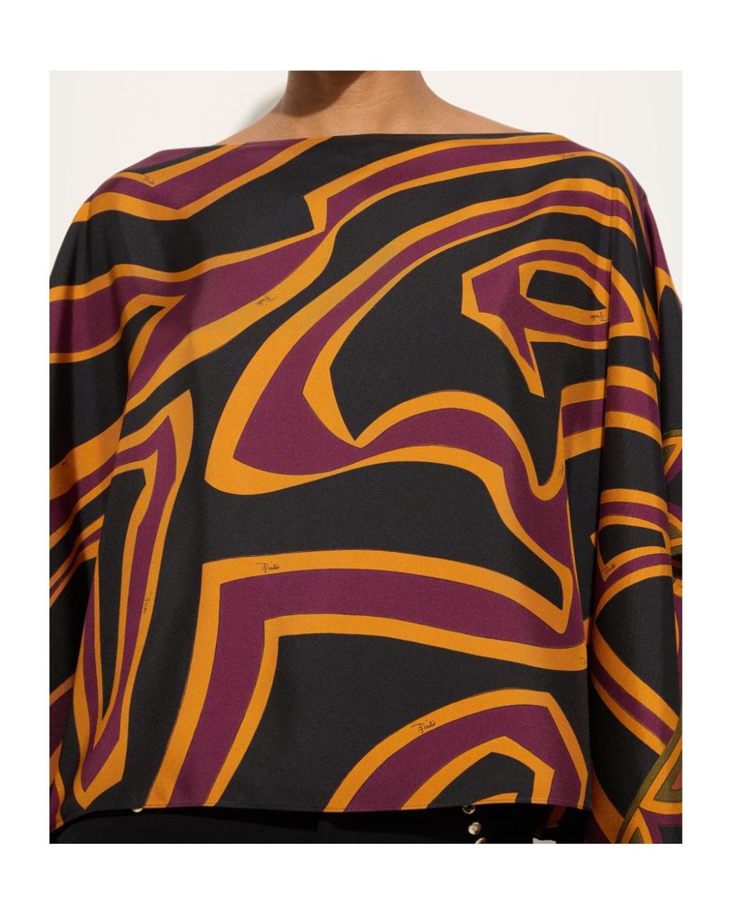 Emilio Pucci Multicolor Pucci Labirinto Print Satin Blouse