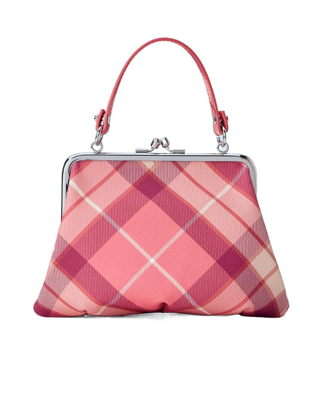 Vivienne Westwood Pink Granny Frame Check Shoulder Bag