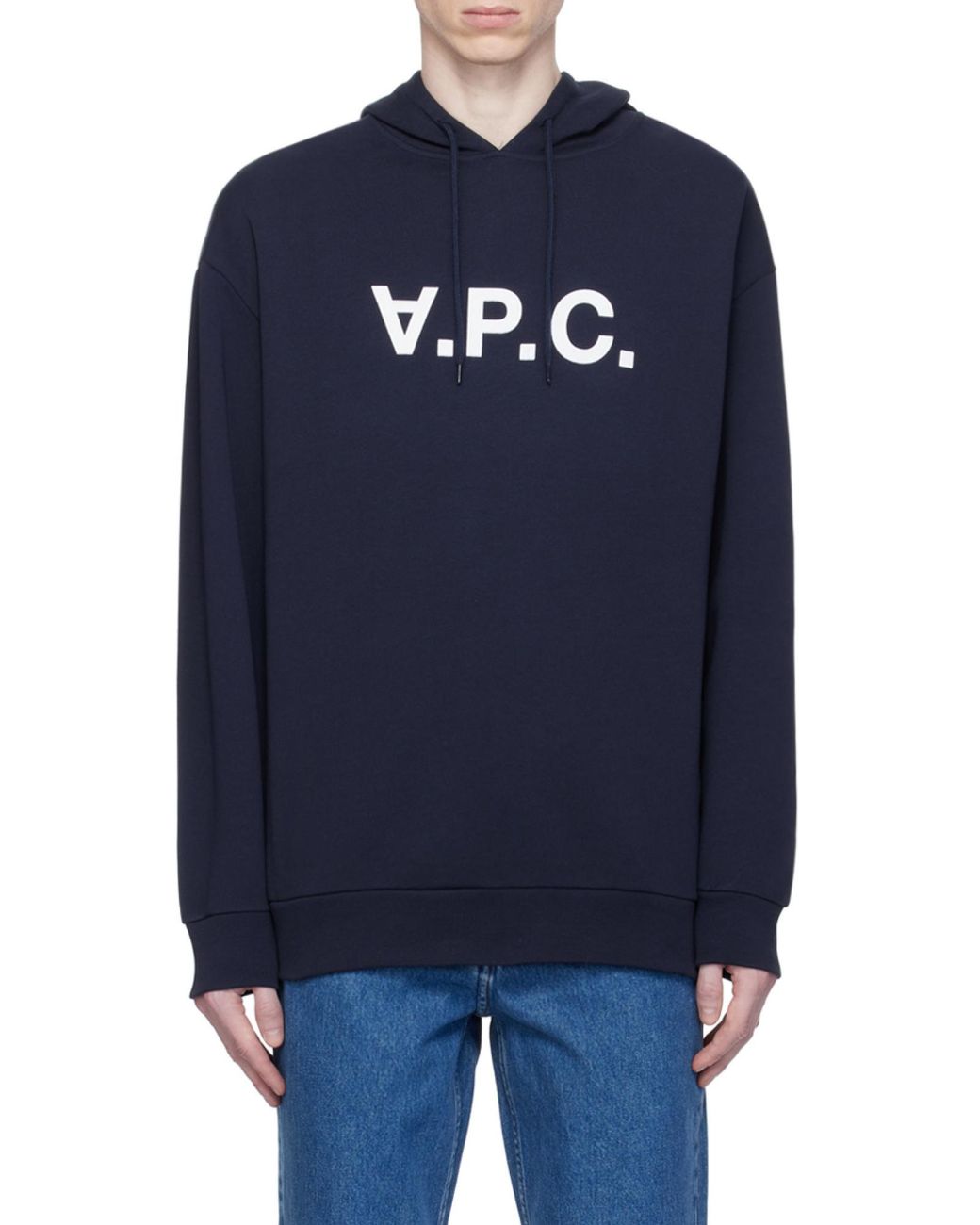 A.P.C. Blue Logo Printed Drawstring Hoodie for men