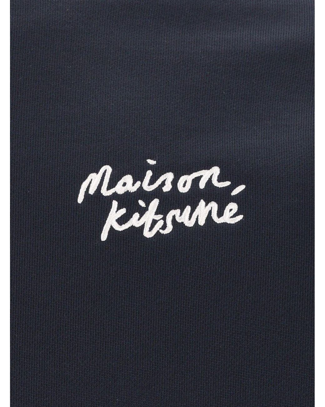 Maison Kitsuné Blue Maison Kitsuné Handwriting Logo Sweatshirt for men
