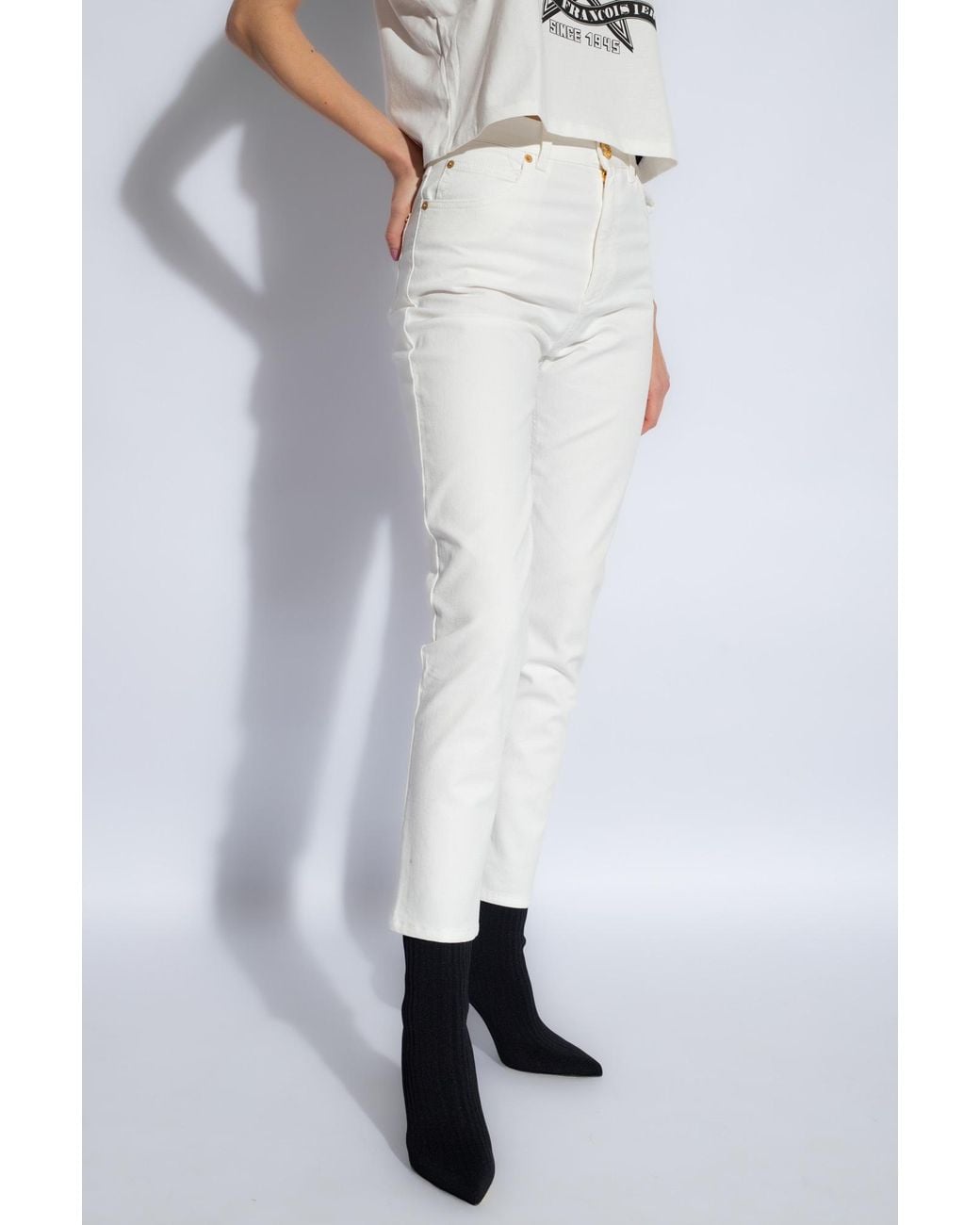 Balmain White High Waist Slim Fit Jeans