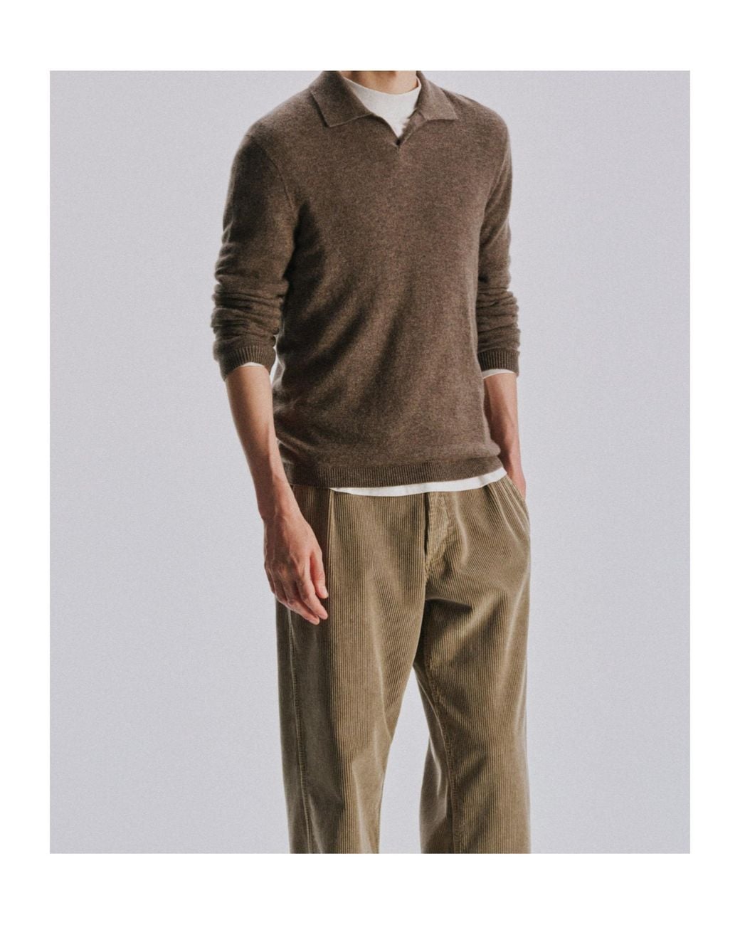 The Row Brown Long-Sleeved Polo Sweater for men