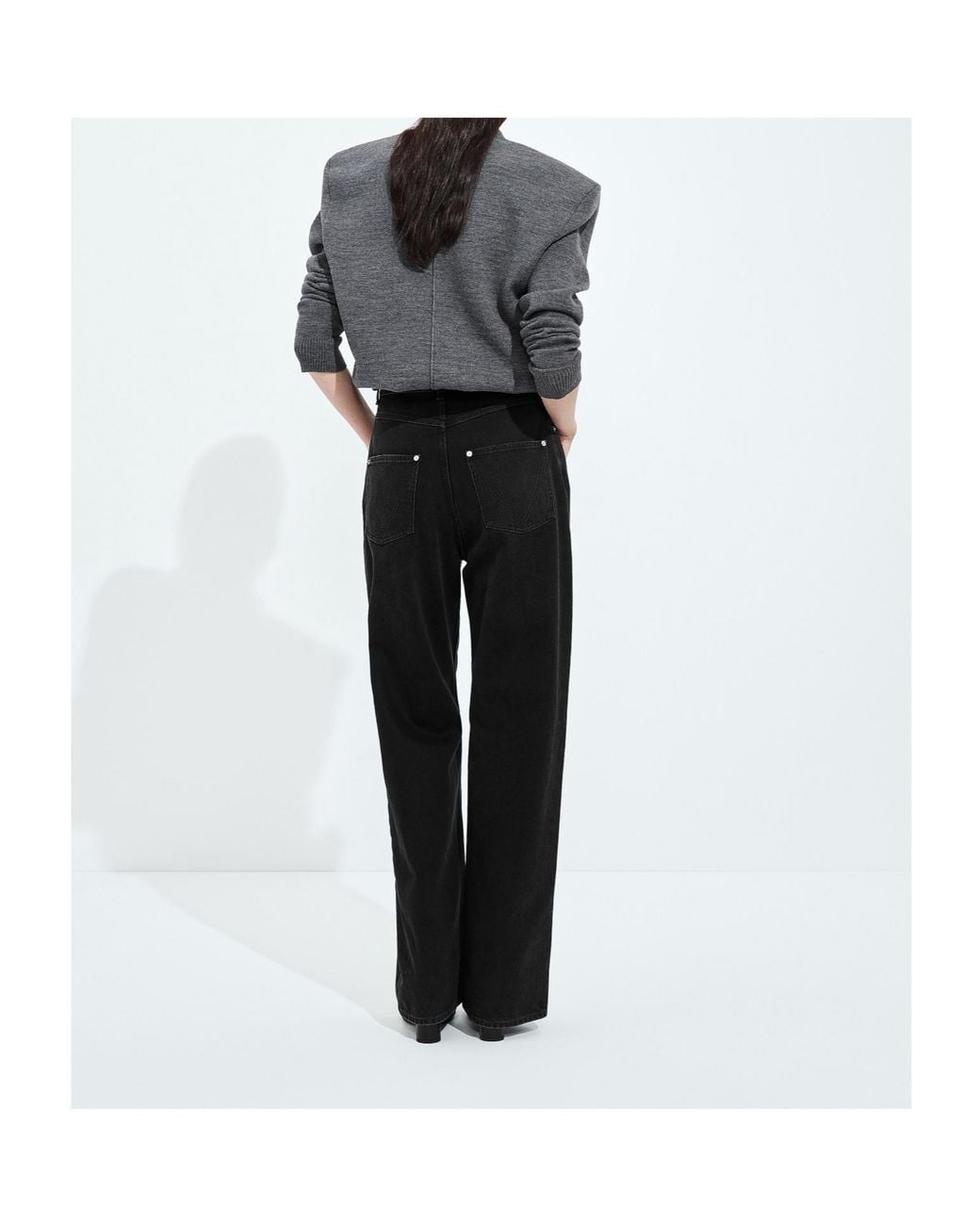 Bottega Veneta Black Faded Wide Leg Jeans