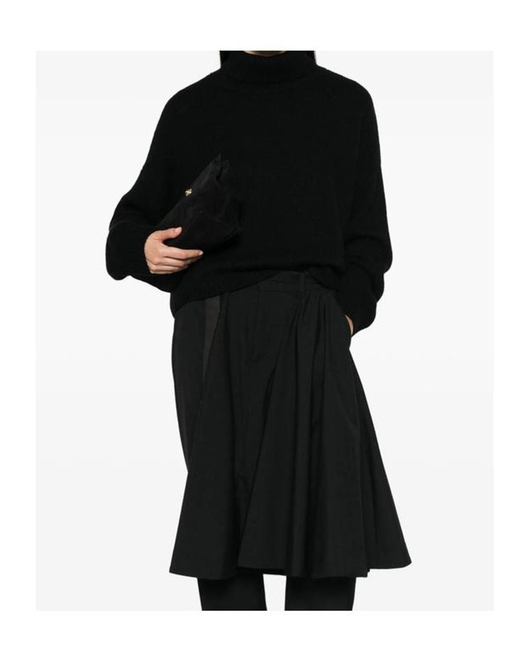 Lisa Yang Black Funnel Neck Knitted Sweater