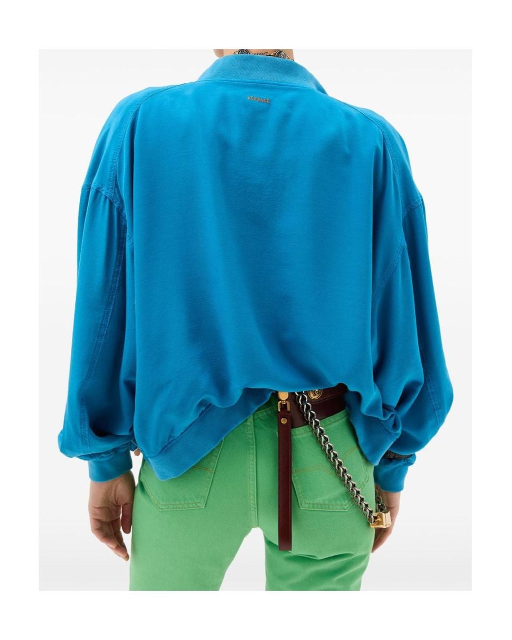 Versace Blue Zip-Up Bomber Jacket