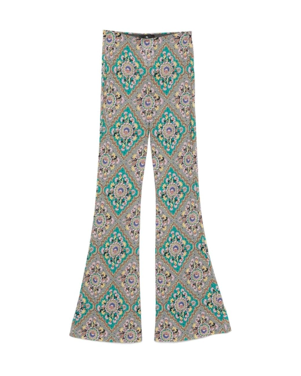 Etro Green Floral Printed Flared Trousers