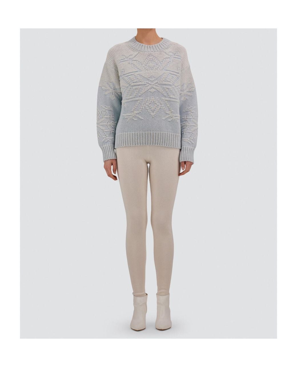 Herno Gray Intarsia-Knit Crew-Neck Sweater