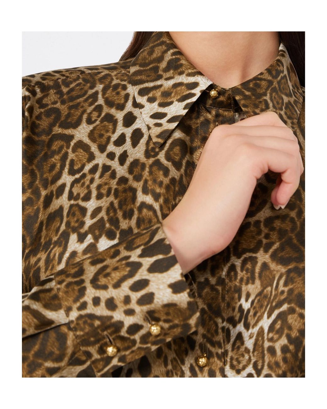 Max Mara Brown Studio Animal Printed Long-Sleeved Shirt