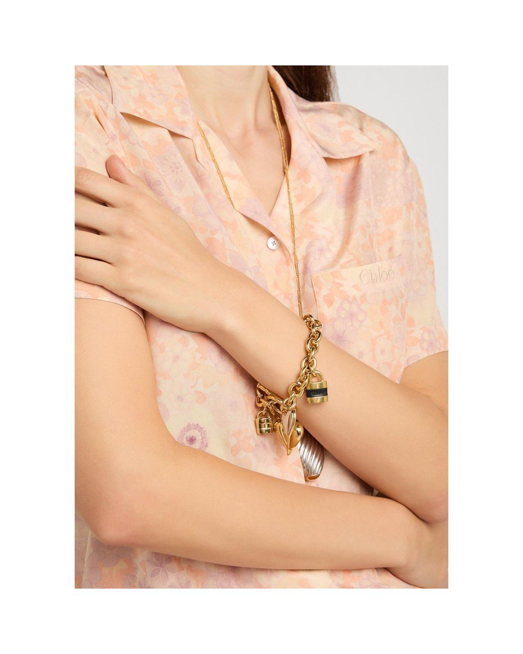 Chloé Metallic Heart Lock Bracelet