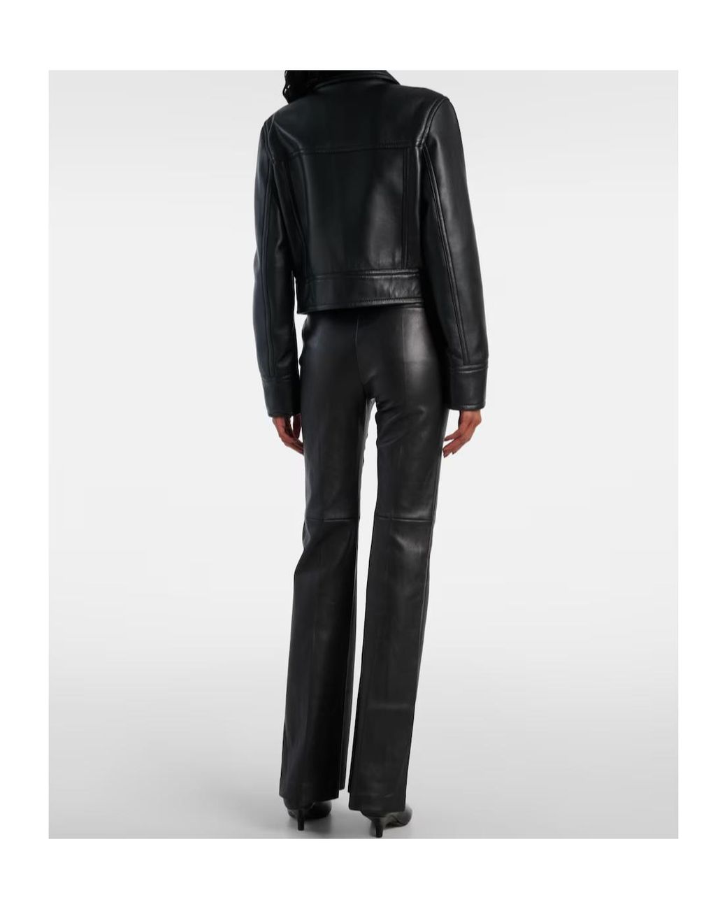 Joseph Black Caron Cropped Long-Sleeved Leather Jacket