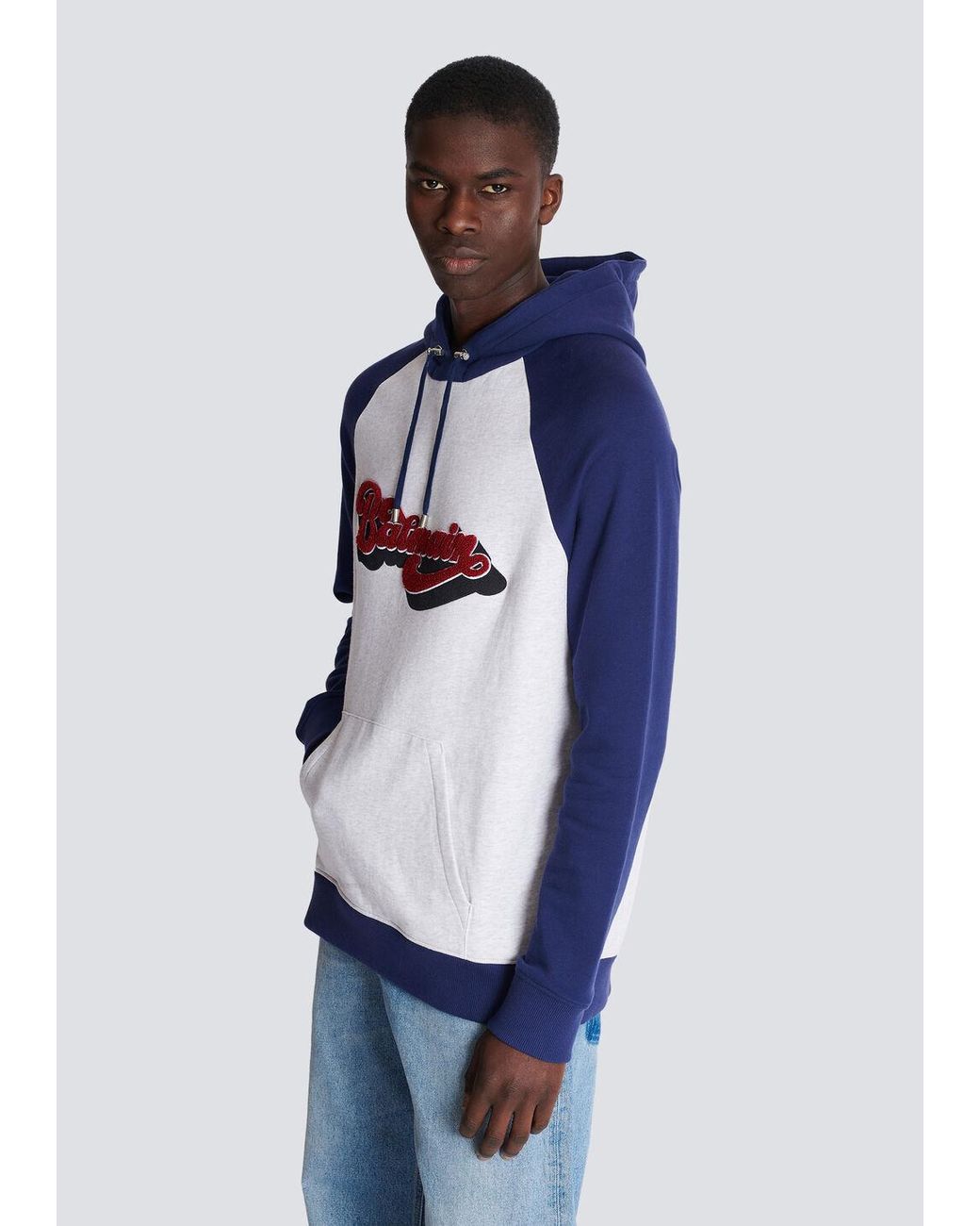 Balmain Blue Retro '70S Hoodie for men