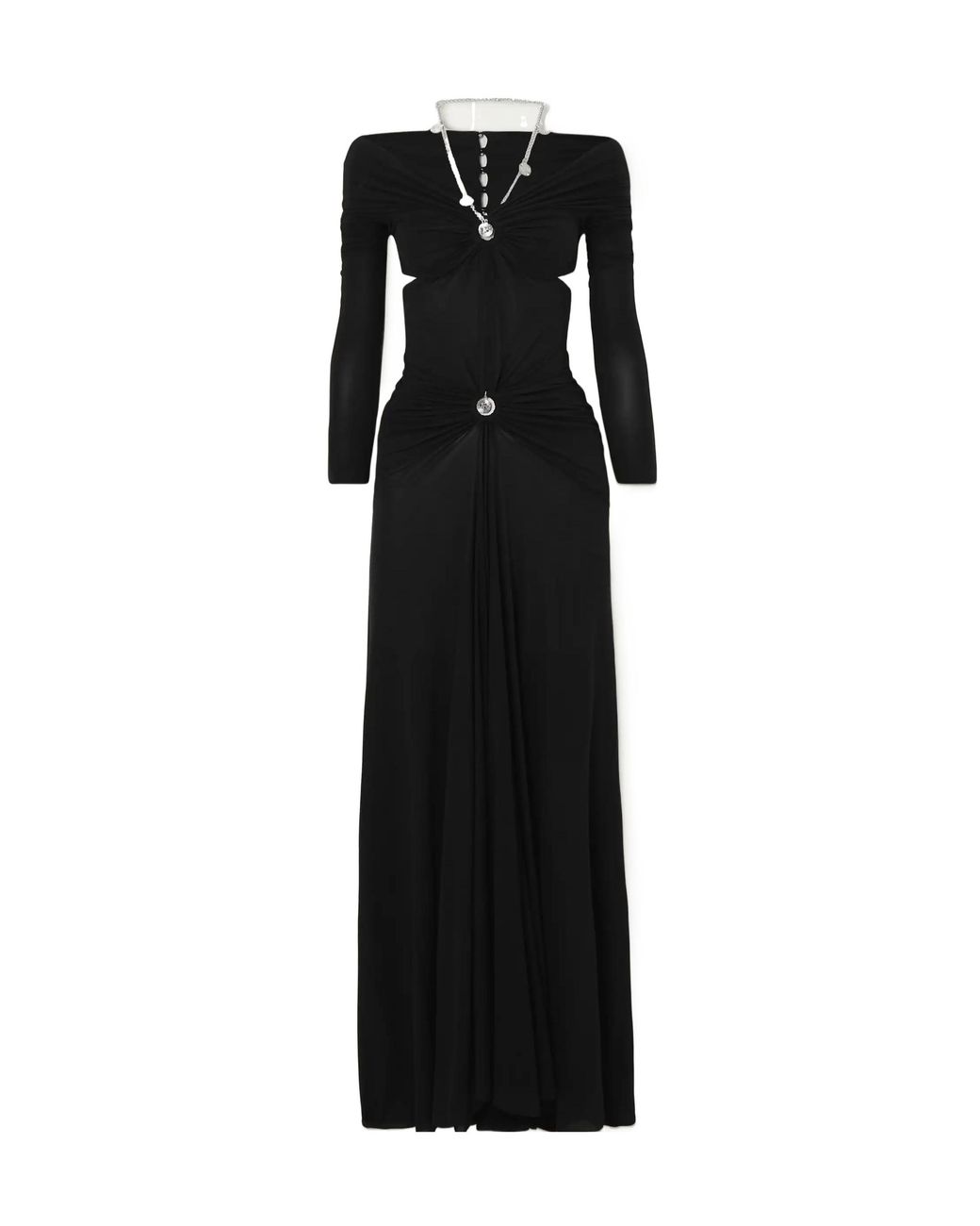 Rabanne Black Cut-Out Embellished Maxi Dress