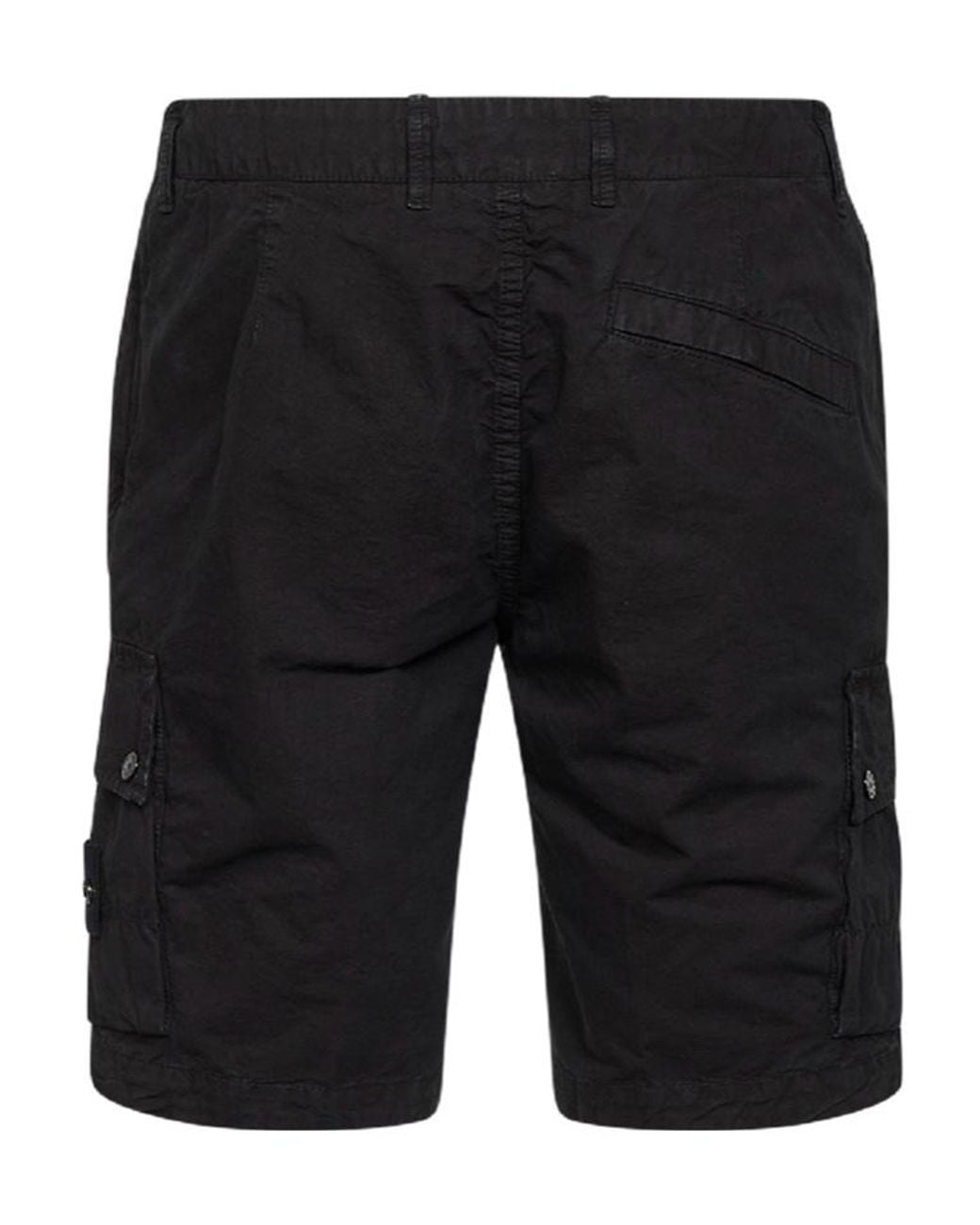 Stone Island Black Cargo Bermuda Shorts for men