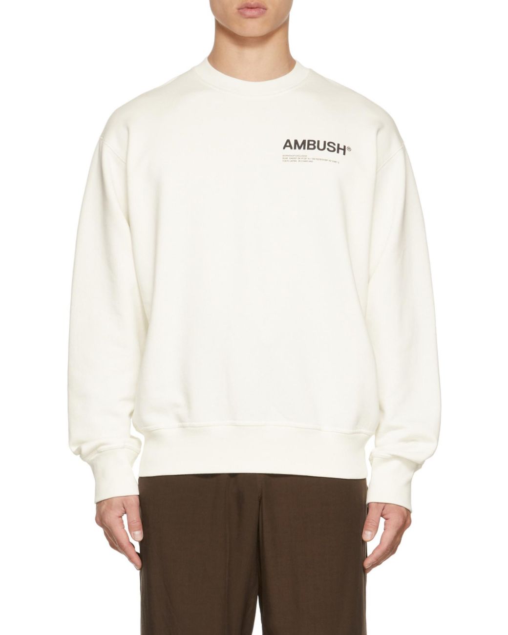 Ambush White Fleece Workshop Logo-Print Sweatshirt for men