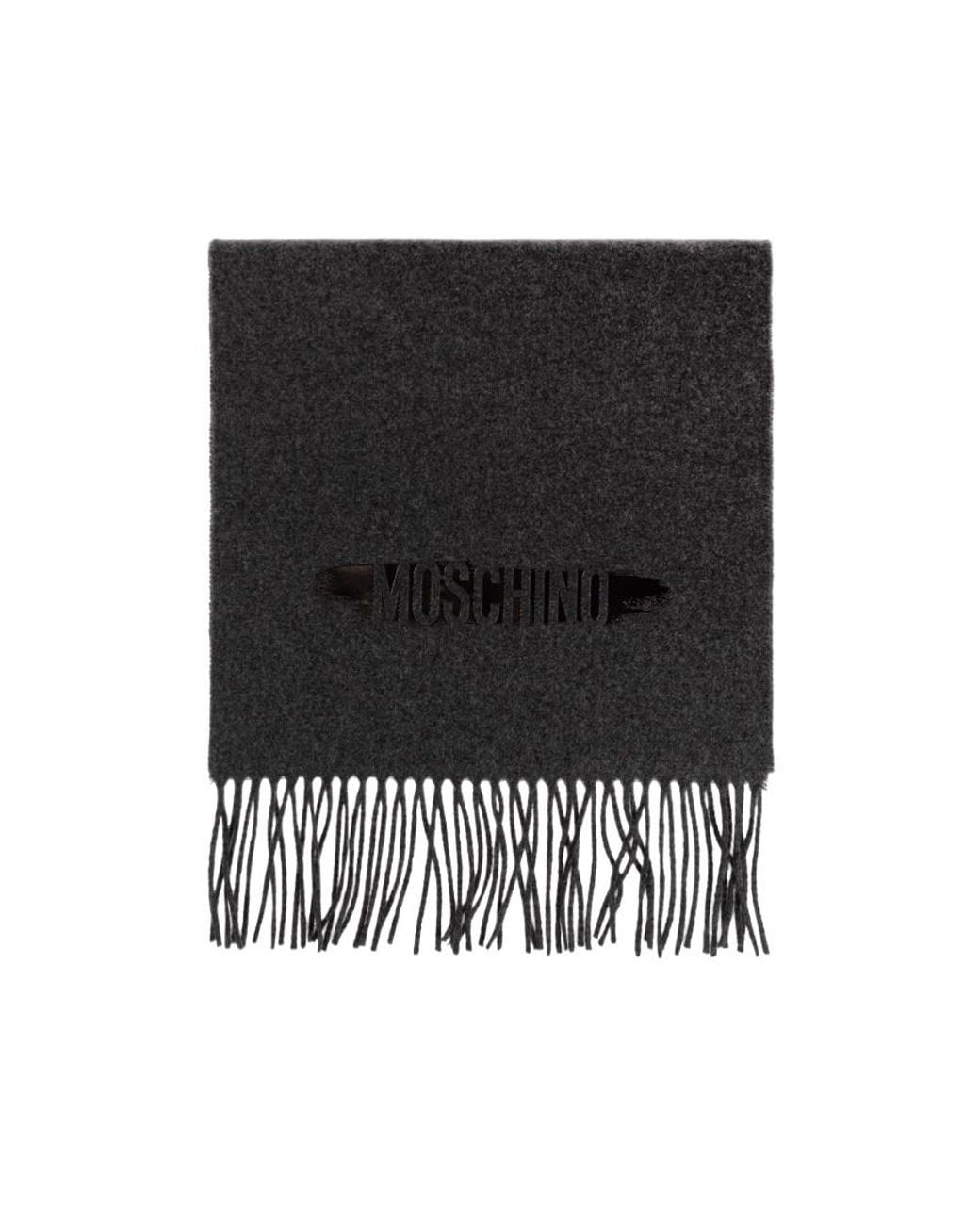 Moschino Black Fringed Logo Scarf for men