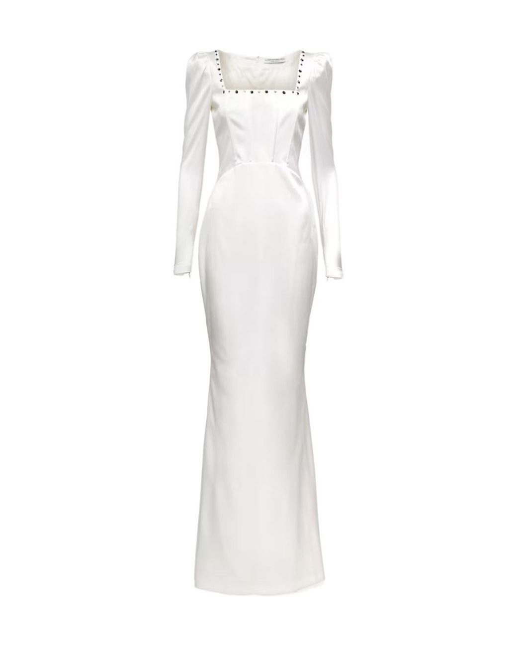 Alessandra Rich White Square Neck Silk Blend Dress
