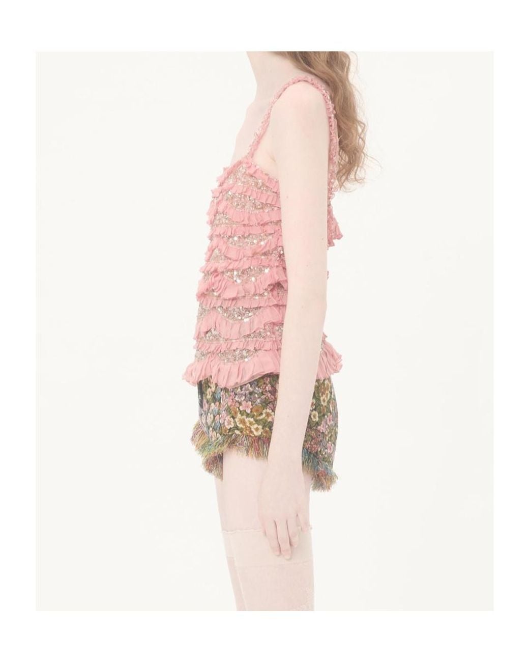 Valentino Pink Tulle Illusione Embroidered Top