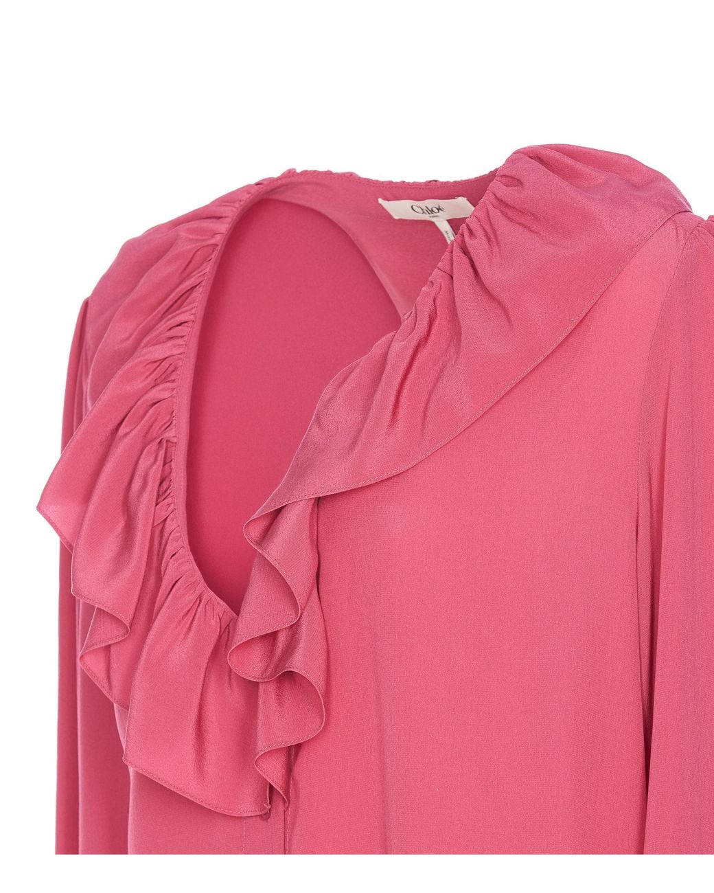 Chloé Pink Chloé Ruffle Detailed Long-Sleeve Top