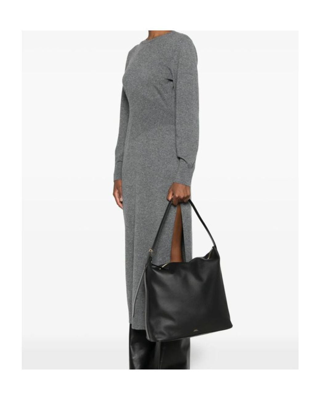 A.P.C. Black Vera Logo Printed Maxi Shoulder Bag