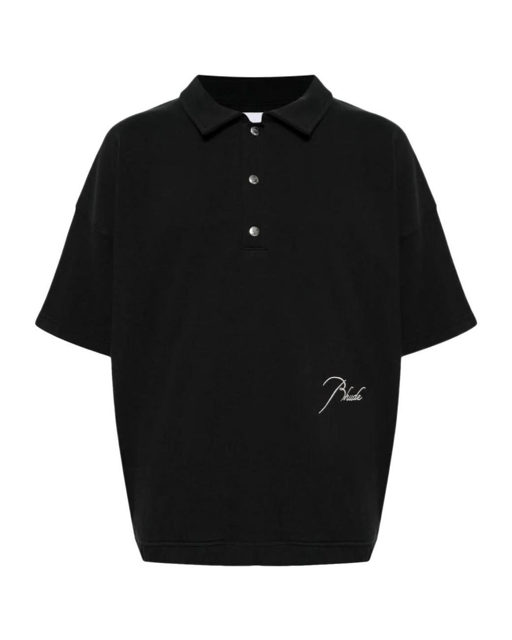 Rhude Black Logo-Embroidered Polo Shirt for men
