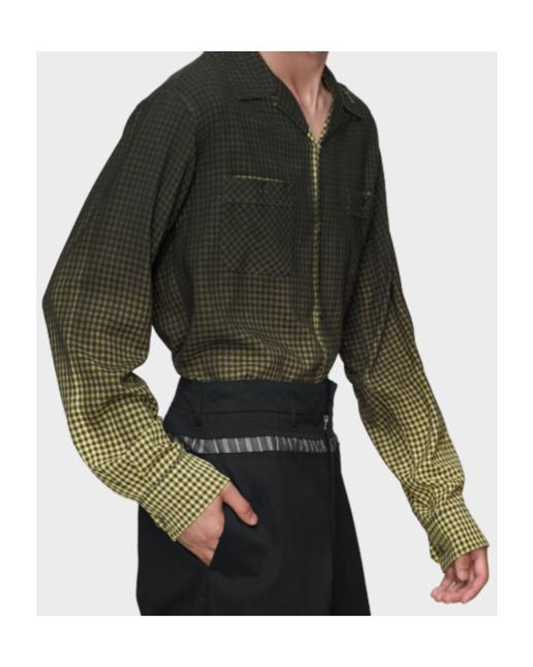 Maison Margiela Green Gradient Check Shirt for men