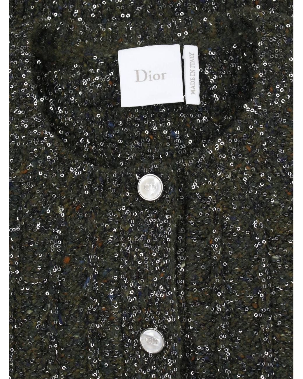 Dior Black Christian Sequinned Tweed Embroidered Cardigan