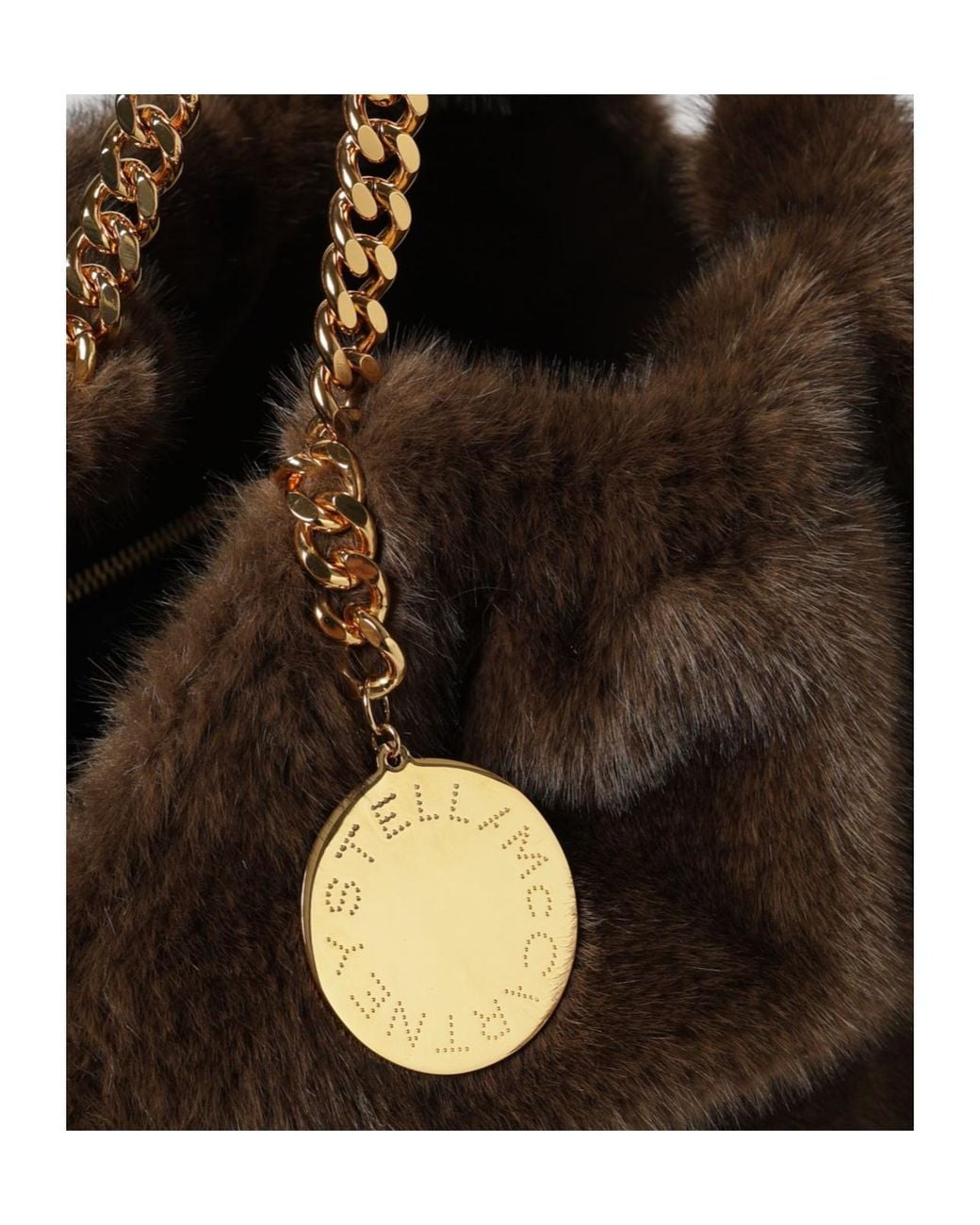 Stella McCartney Black Medium Falabella Faux-Fur Chain-Link Shoulder Bag
