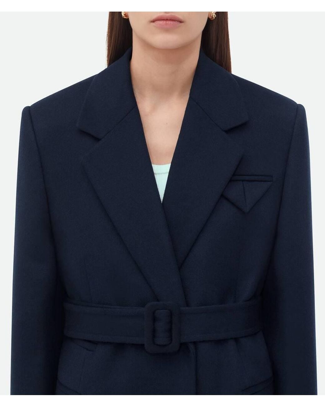 Bottega Veneta Blue Classic Labels Belted Coat