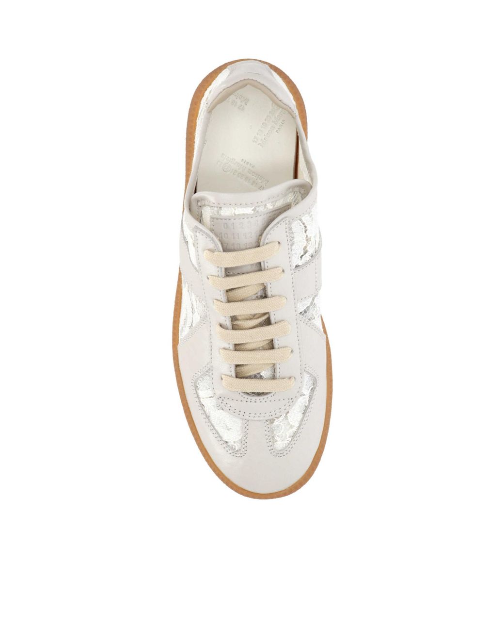 Maison Margiela White Replica Lace-Panel Sneakers
