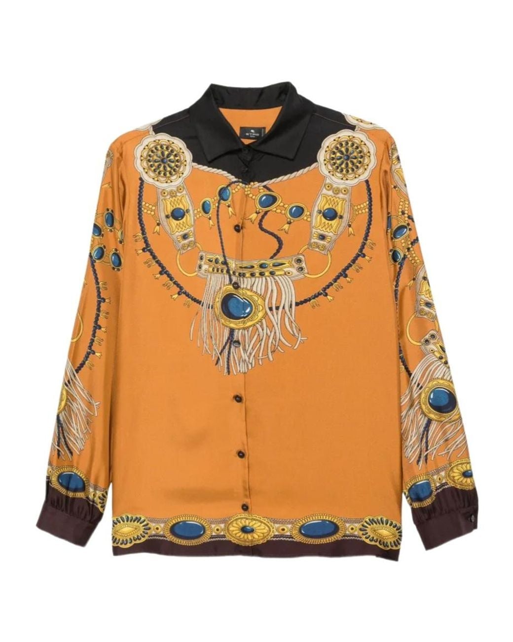 Etro Orange Printed Button-Up Shirt