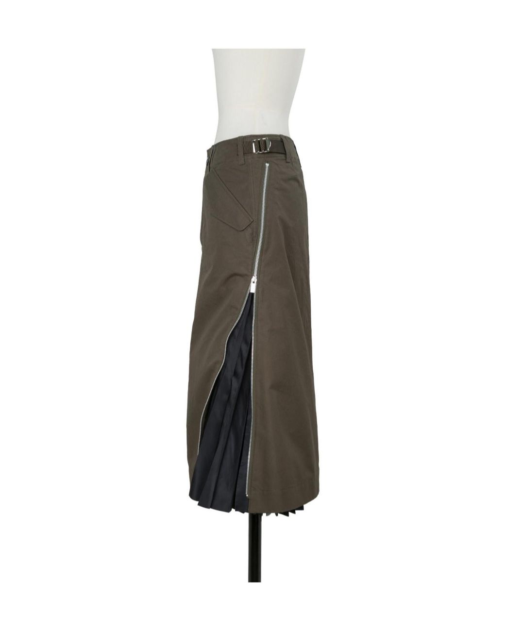 Sacai Multicolor Pleated-Panel Zip-Detail Mid Skirt